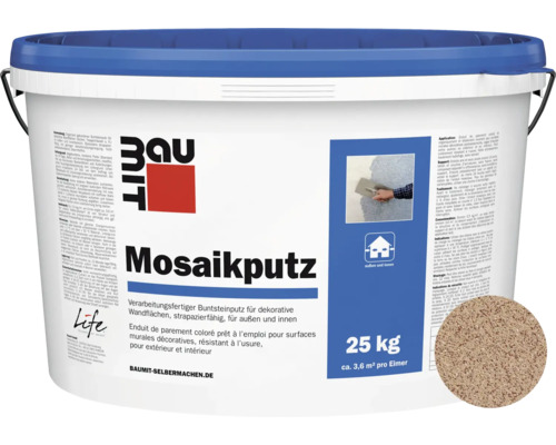 Baumit Mosaikputz M305 Victoria gebrauchsfertiger Dünnschichtdeckputz weiß-dunkelbraun-beige 25 kg