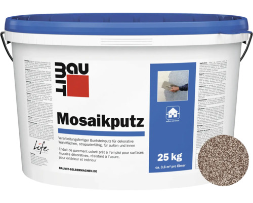 Baumit Mosaikputz M306 Parnass gebrauchsfertiger Dünnschichtdeckputz weiß-dunkelbraun-schwarz 25 kg