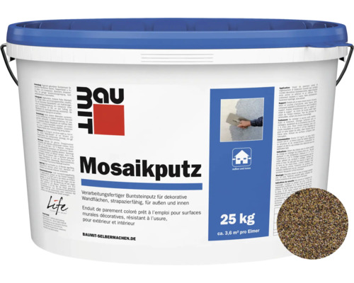 Baumit Mosaikputz M316 Kosh gebrauchsfertiger Dünnschichtdeckputz weiß-schwarz-beige-ziegelrot 25 kg