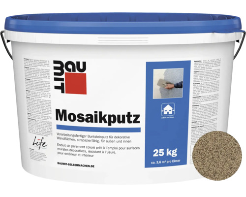 Baumit Mosaikputz M318 Rax gebrauchsfertiger Dünnschichtdeckputz dunkelbraun-beige-olive 25 kg