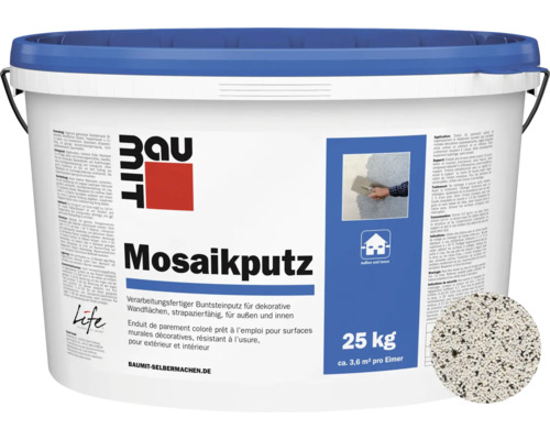 Baumit Mosaikputz M338 Olympus Nature Line gebrauchsfertiger Dünnschichtdeckputz weiß-schwarz-grau 25 kg