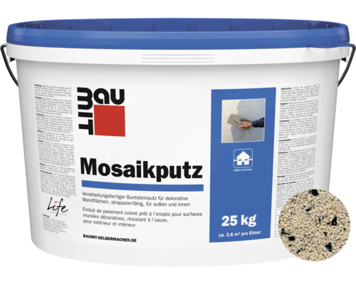 Baumit Mosaikputz M339 Castle Nature Line gebrauchsfertiger Dünnschichtdeckputz weiß-schwarz-grau-beige 25 kg