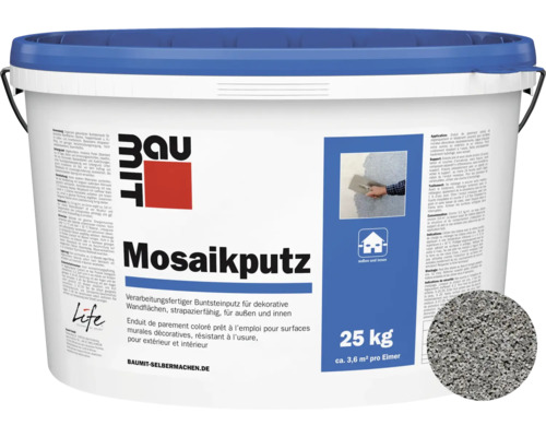 Baumit Mosaikputz M341 Rocky Nature Line gebrauchsfertiger Dünnschichtdeckputz grau 25 kg