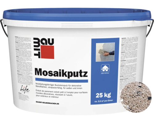 Baumit Mosaikputz M340 Babia Nature Line gebrauchsfertiger Dünnschichtdeckputz schwarz-graubraun 25 kg