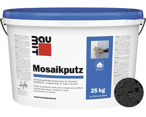 Baumit Mosaikputz M344 Vesuvius Nature Line gebrauchsfertiger Dünnschichtdeckputz schwarz 25 kg