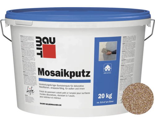 Baumit Mosaikputz M312 gebrauchsfertiger Dünnschichtdeckputz weiß-braun-gelb 20 kg