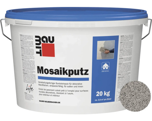 Baumit Mosaikputz M327 gebrauchsfertiger Dünnschichtdeckputz weiß-grau-schwarz 20 kg