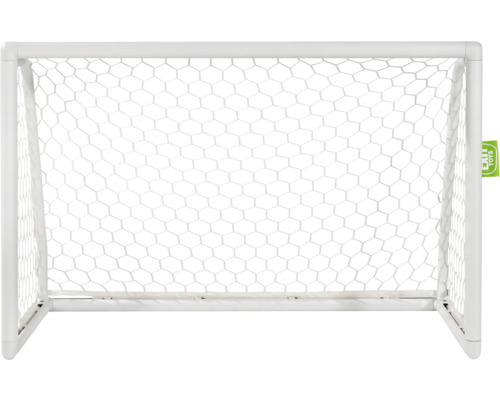 Weißes Fußballtor mit Netz