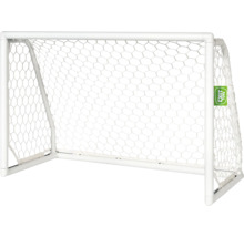 Weißes Fußballtor mit Netz