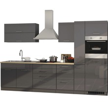 Held Möbel Küchenzeile mit Geräten Mailand 320 cm Frontfarbe grau Hochglanz Korpusfarbe graphit-thumb-3