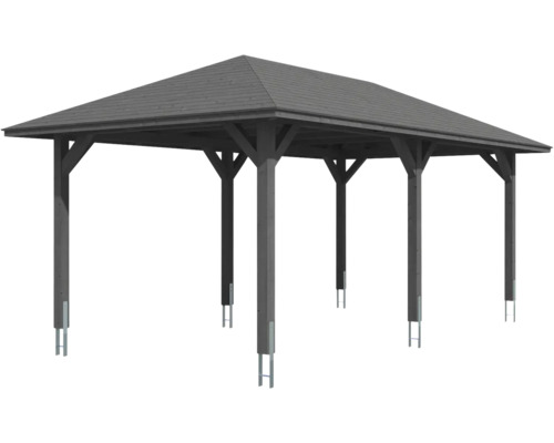 Pavillon mit Holzpfosten und Dach