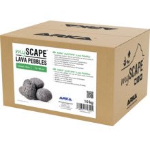 Karton mit ARKA mySCAPE Lava Pebbles, schwarze Lavasteine für Süßwasseraquarien und Terrarien, circa 70 bis 90 Millimeter