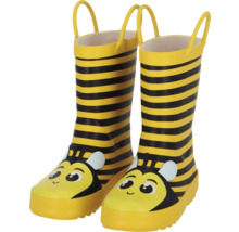 Gelb-schwarz gestreifte Kindergummistiefel mit Bienendesign