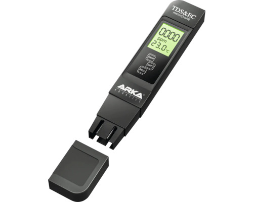Arka Aquatics TDS und EC Messgerät mit abgenommener Schutzkappe