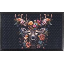 Fußmatte mit Hirsch- und Blumenmuster