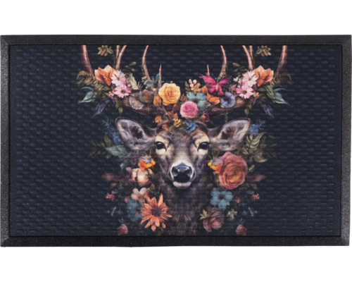 Fußmatte mit Hirsch- und Blumenmuster