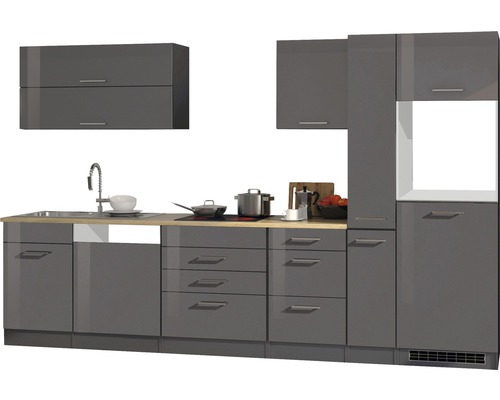 Held | Möbel Mailand Frontfarbe HORNBACH 330 cm grau Küchenzeile