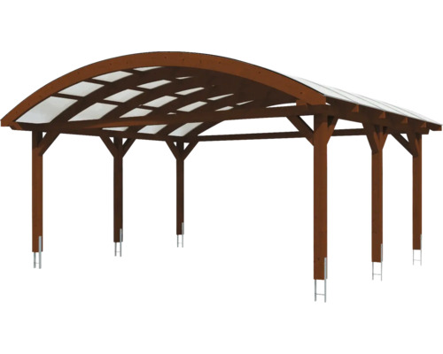 Carport aus Holz mit transparentem Dach