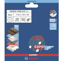 Bosch Expert 0780 Folienset, 9-teilig, Korngrößen 80, 120 und 180, Durchmesser 125 mm
