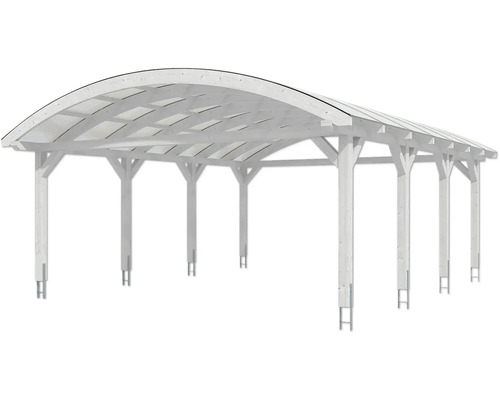 Holzcarport mit gebogener Dachform