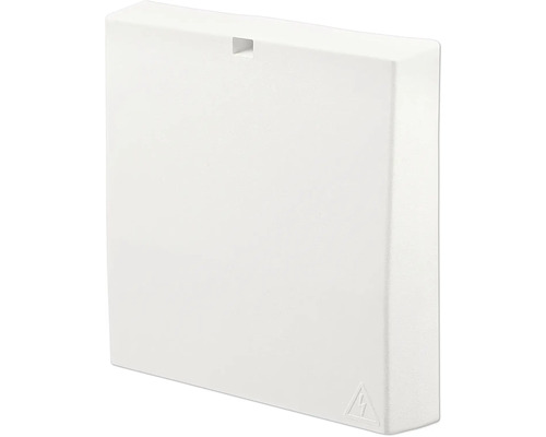 Feuchtraumverteilerkasten mit Warnzeichen vor gefährlicher elektrischer Spannung