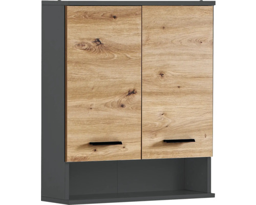 Hängeschrank Möbelpartner Palermo BxHxT 59.8x70.8x20.5 cm artisan eiche/anthrazit Hängeschrank mit zwei Türen in Holzoptik und Regalfach