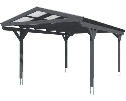 Carport aus Holz mit transparentem Dach