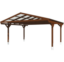 Doppelcarport SKAN HOLZ Westerwald inkl. Pfostenanker 570 x 541 cm nussbaum