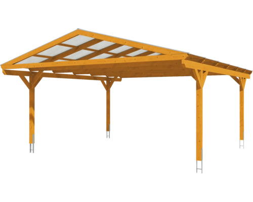 Holzcarport mit lichtdurchlässigem Dach