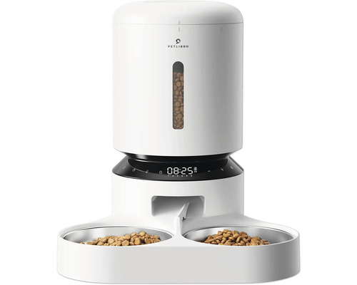 Automatischer Futterautomat für Haustiere mit zwei Näpfen