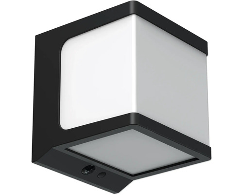 Kubische Außenwandleuchte mit Bewegungsmelder