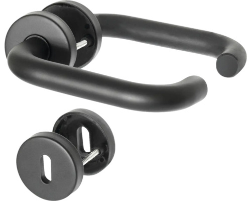 Schwarze Türdrückergarnitur mit Rosetten