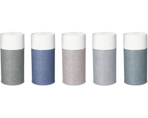 Fünf Luftreiniger mit Textilfilter