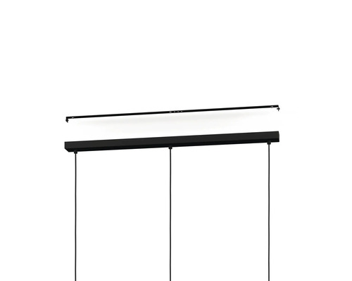 Schwarze LED-Hängeleuchte mit Kabeln und Befestigung