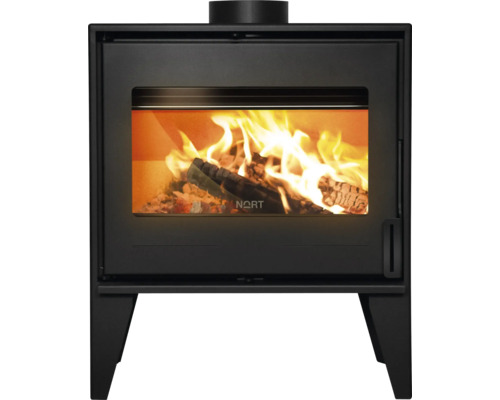 Kaminofen Nort ARGOS Stahl schwarz 6,8 kW Kaminofen mit brennendem Holz