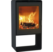 Kaminofen mit Feuer und Holzscheit