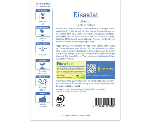 Eissalat Danilo Samenpackung der Sorte Lactuca sativa