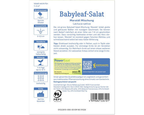 Babyleaf Salat Maraldi Mischung Saatgutpackung