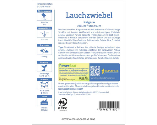 Samenpackung für Lauchzwiebel Kaigaro