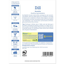 Dill ''Annette'' Saatgutpackung mit Informationen zu Aussaat, Standort und Erntezeit