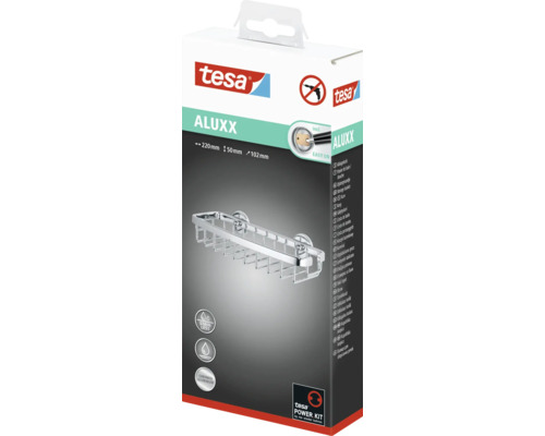 Tesa Aluxx Ablagekorb für Duschutensilien, verchromtes Aluminium