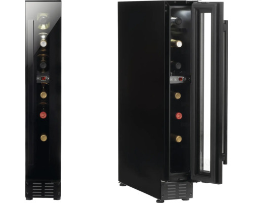 Weinkühlschrank Amica WK 341 100-1 S BxHxT 14.8 x 82 x 57.5 cm Schwarzer Weinkühlschrank mit Glasfront und digitaler Temperaturanzeige