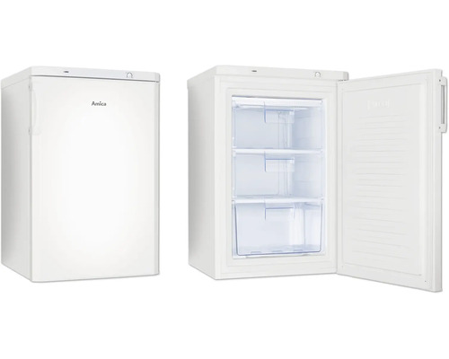 Gefrierschrank Amica GS 321 100 W BxHxT 57 x 88.5 x 60 cm Amica Gefrierschrank mit drei Schubladen, Ansicht geschlossen und geöffnet