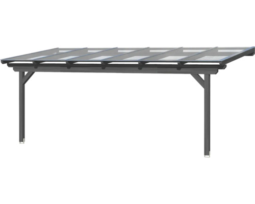 Überdachung mit Trägern und transparenten Paneelen