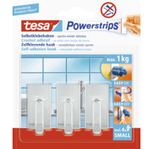 Tesa Powerstrips Klebehaken, spurlos ablösbar, mit vier Klebestreifen für kleine Gegenstände bis maximal einem Kilogramm