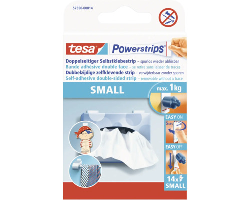 Tesa Powerstrips kleine, doppelseitige Klebestreifen zum spurlosen Ablösen