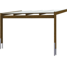 Terrassenüberdachung SKAN HOLZ Novara mit Pfostenlaschen 450x309 cm nussbaum