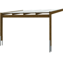Terrassenüberdachung SKAN HOLZ Novara mit Pfostenlaschen 450x359 cm nussbaum