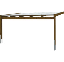 Terrassenüberdachung SKAN HOLZ Novara mit Pfostenlaschen 557x359 cm nussbaum