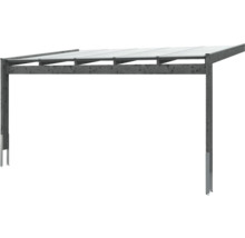 Terrassenüberdachung SKAN HOLZ Novara mit Pfostenlaschen 557x359 cm grau